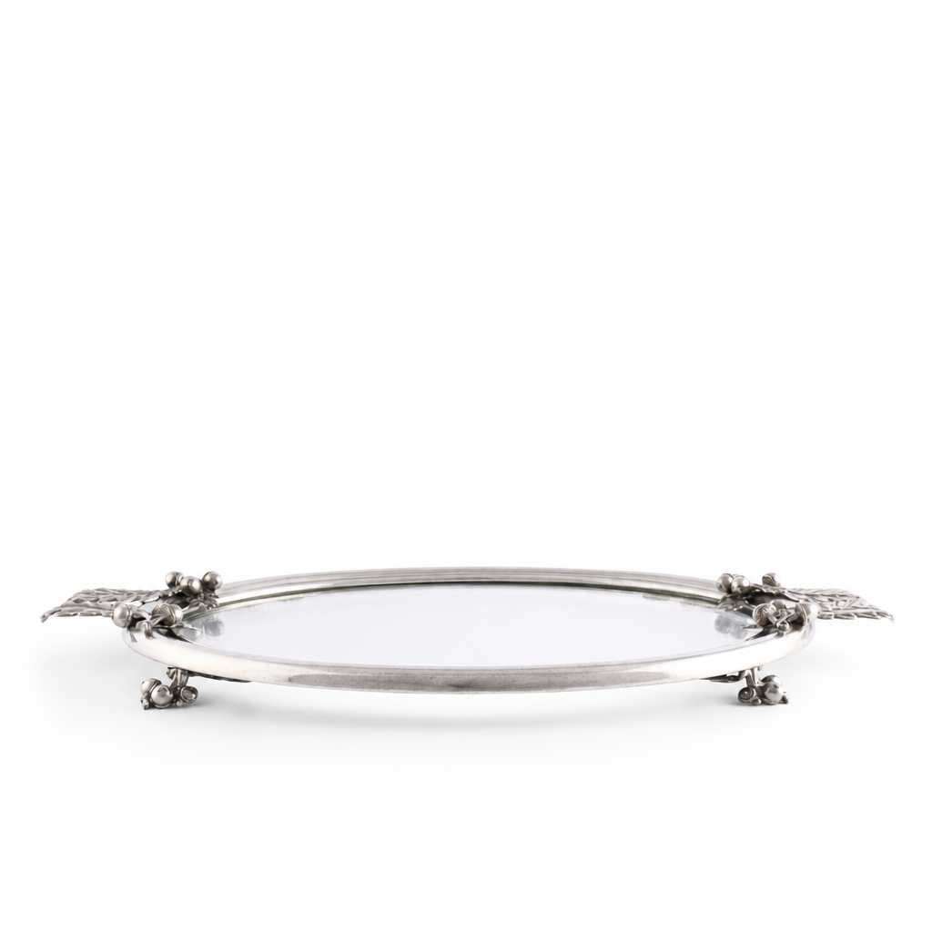 Acorn &amp; Oak Leaf Oval Glass Tray 10