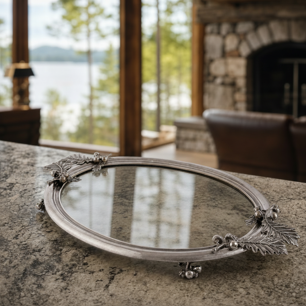 Acorn & Oak Leaf Oval Glass Tray 1