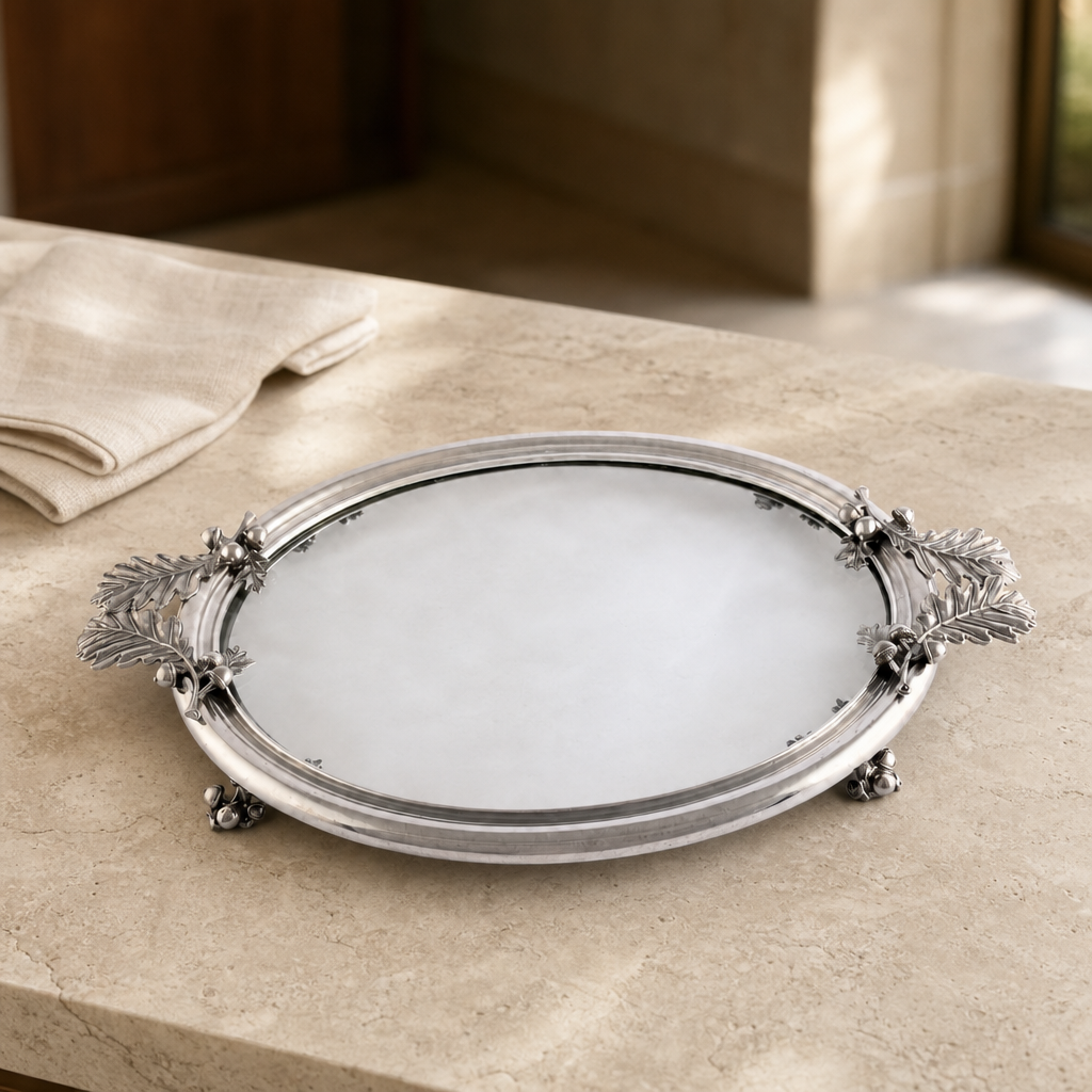 Acorn &amp; Oak Leaf Oval Glass Tray 4