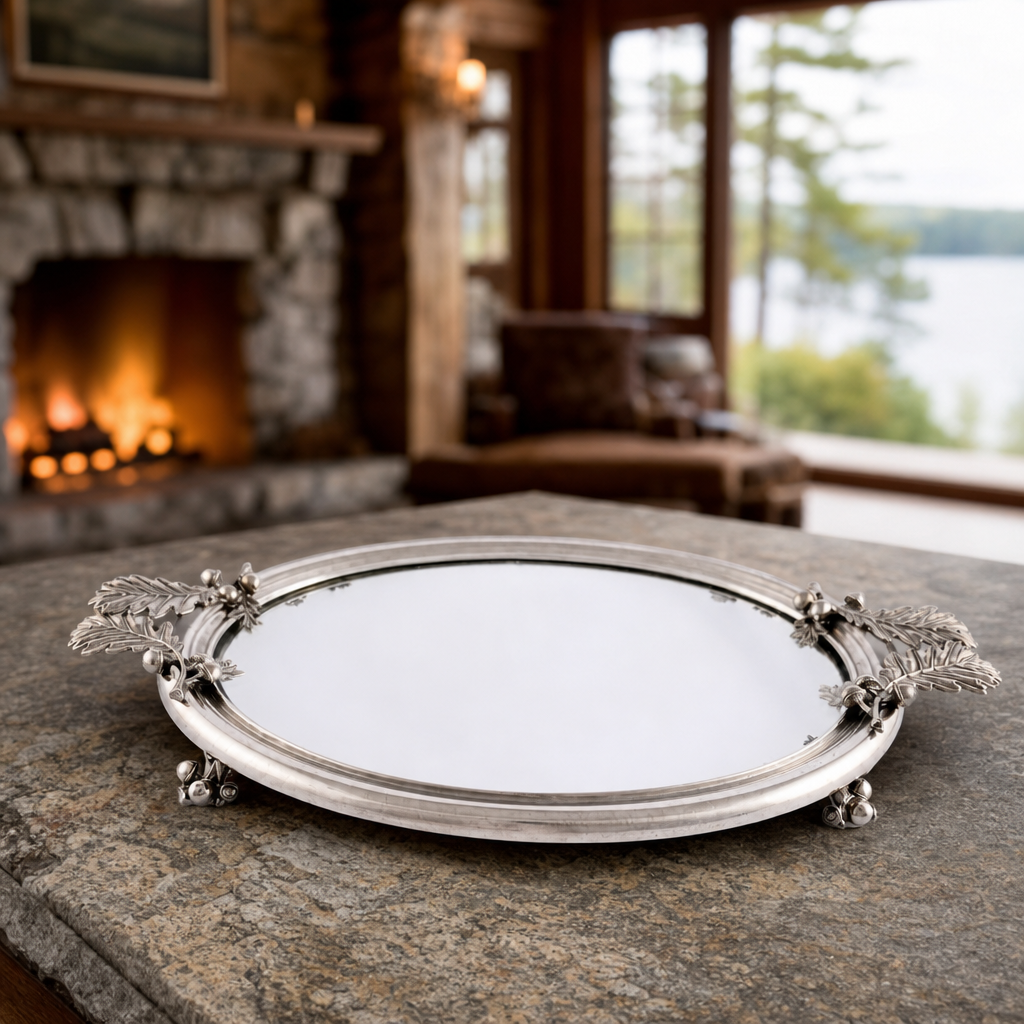 Acorn & Oak Leaf Oval Glass Tray 4