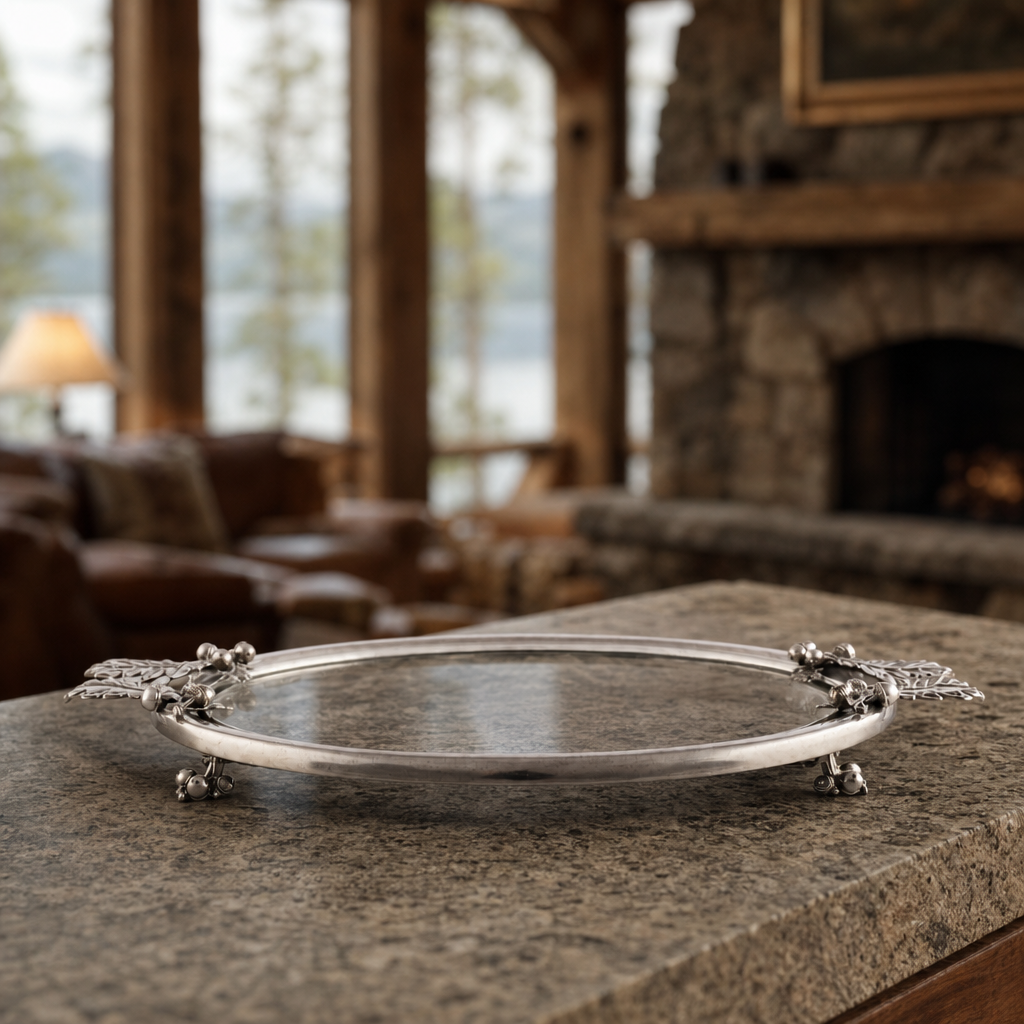 Acorn & Oak Leaf Oval Glass Tray 3