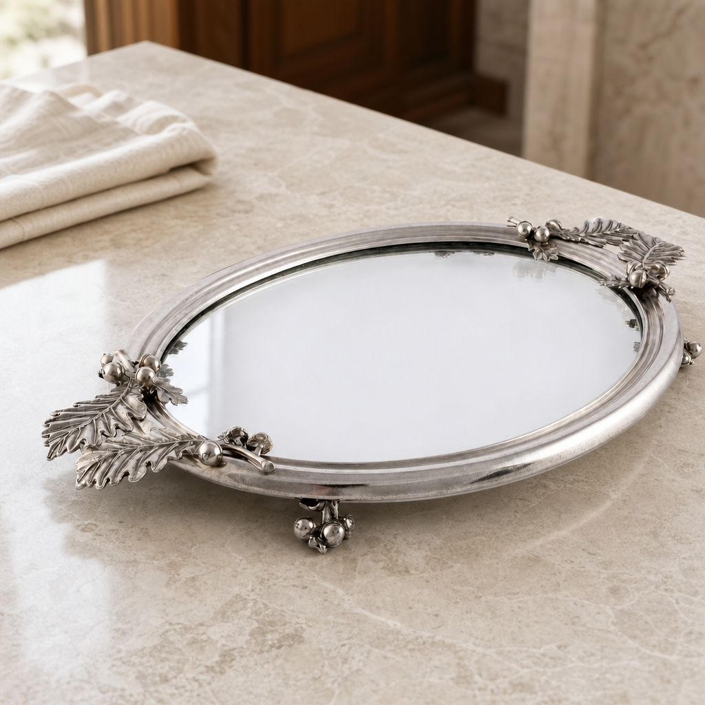 Acorn &amp; Oak Leaf Oval Glass Tray 5