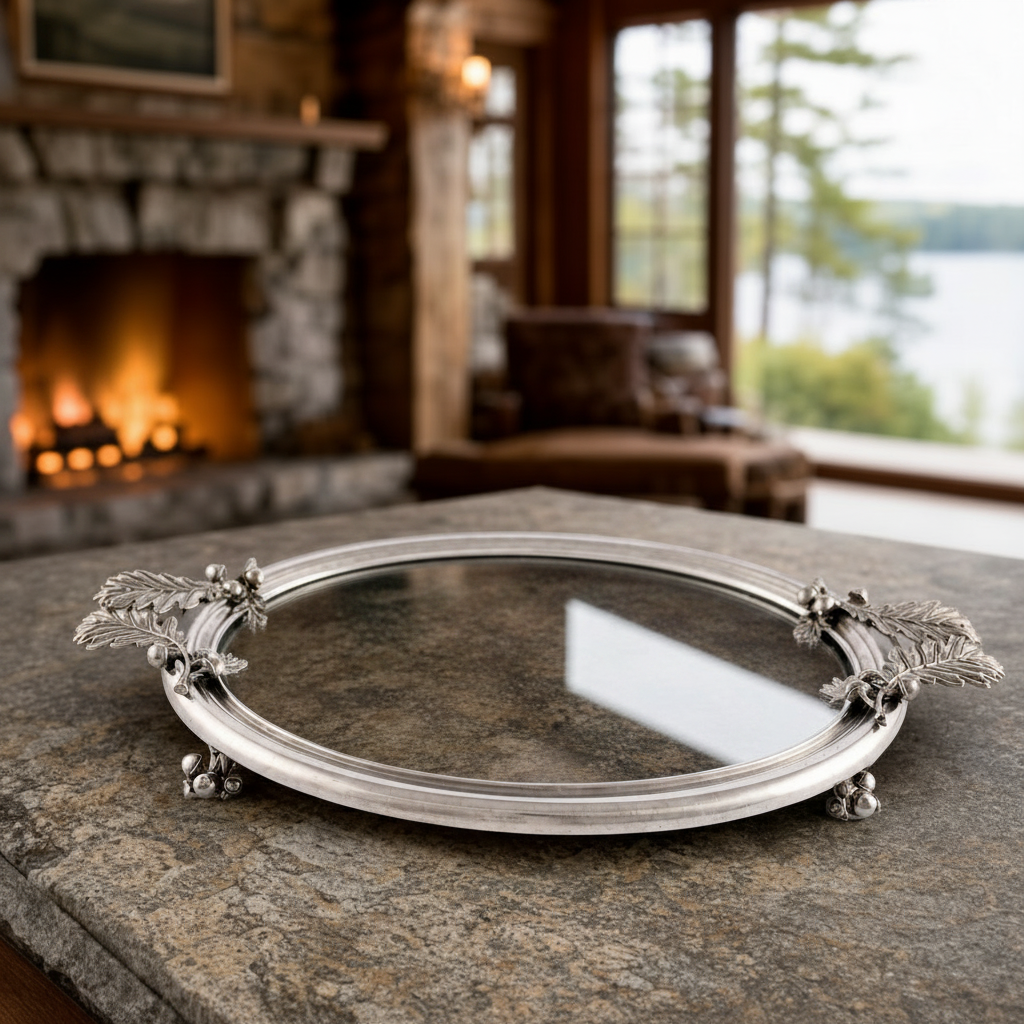 Acorn & Oak Leaf Oval Glass Tray 4
