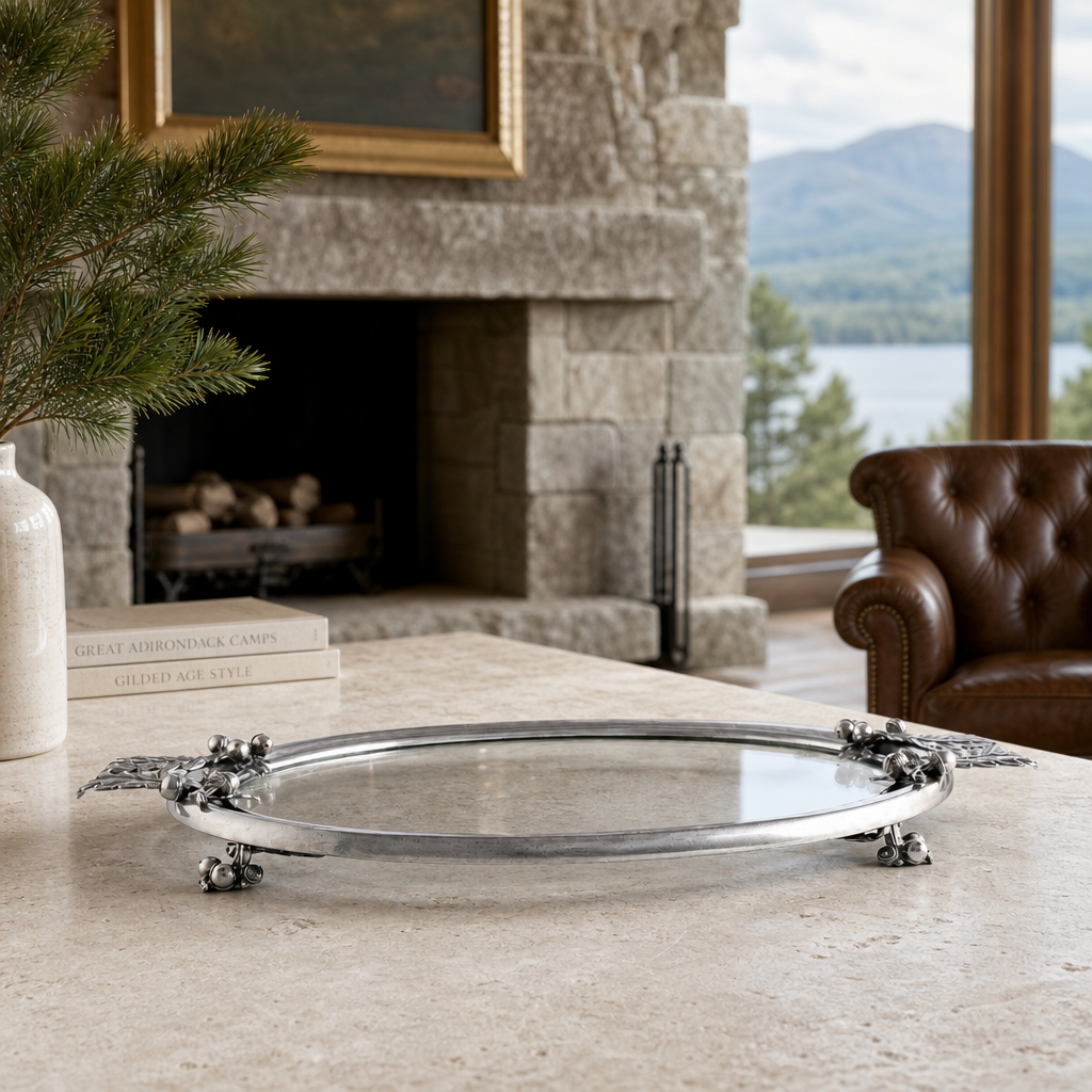 Acorn & Oak Leaf Oval Glass Tray 7
