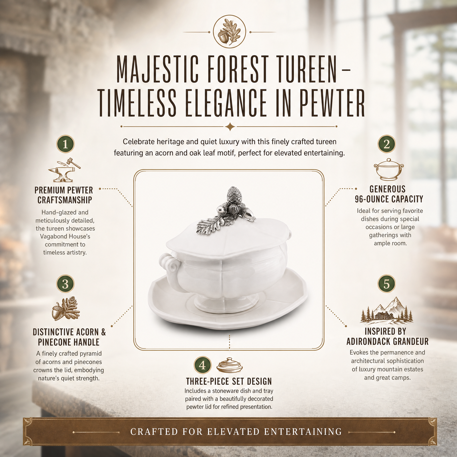 Majestic Forest Tureen – Timeless Elegance in Pewter