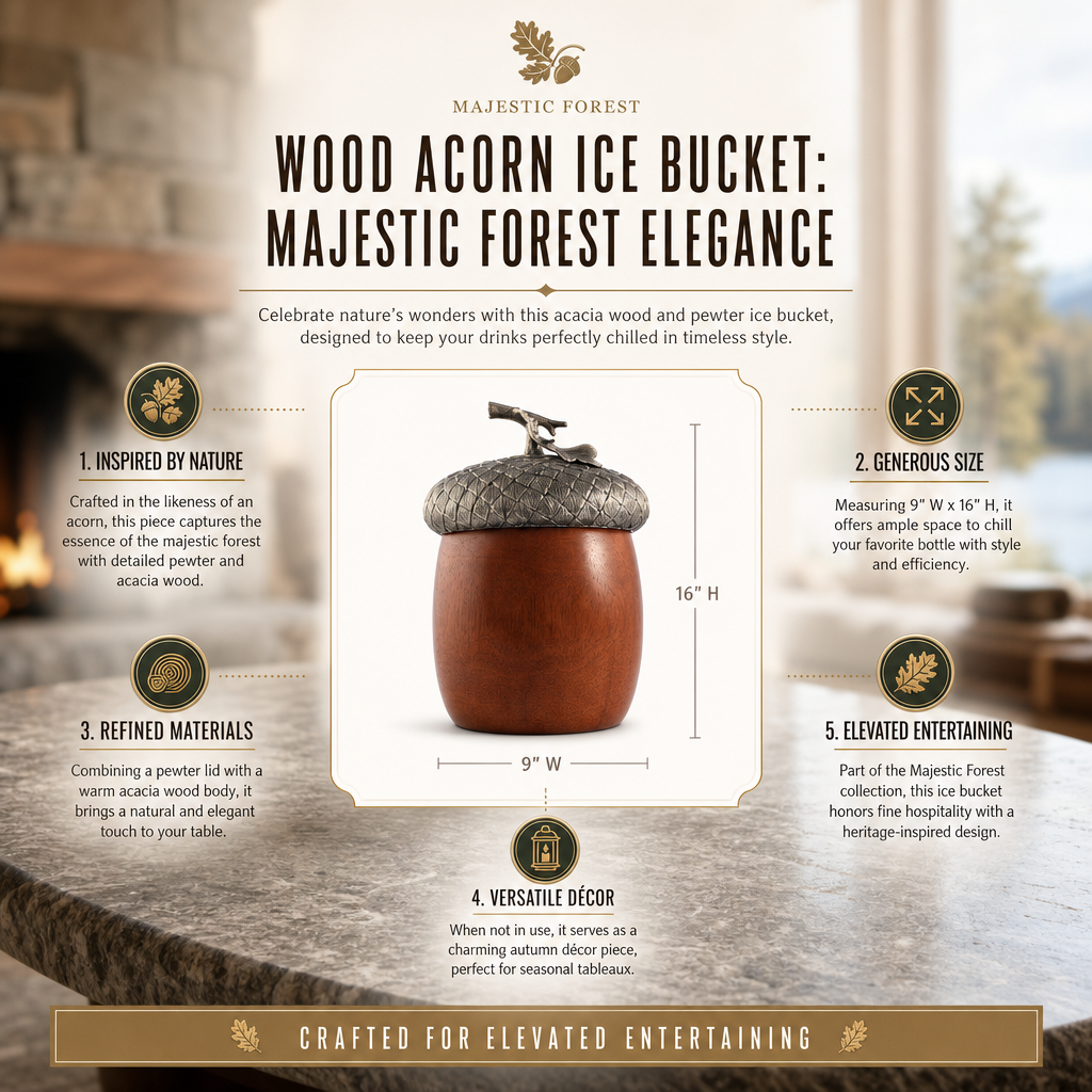 Wood Acorn Ice Bucket 11