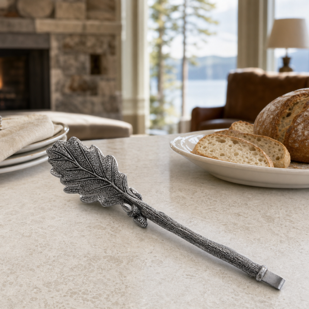 Pewter Oak Leaf Pattern Ice / Bread Tongs 6