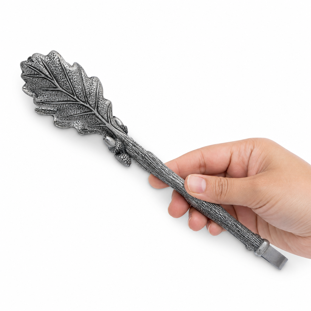 Pewter Oak Leaf Pattern Ice / Bread Tongs 9