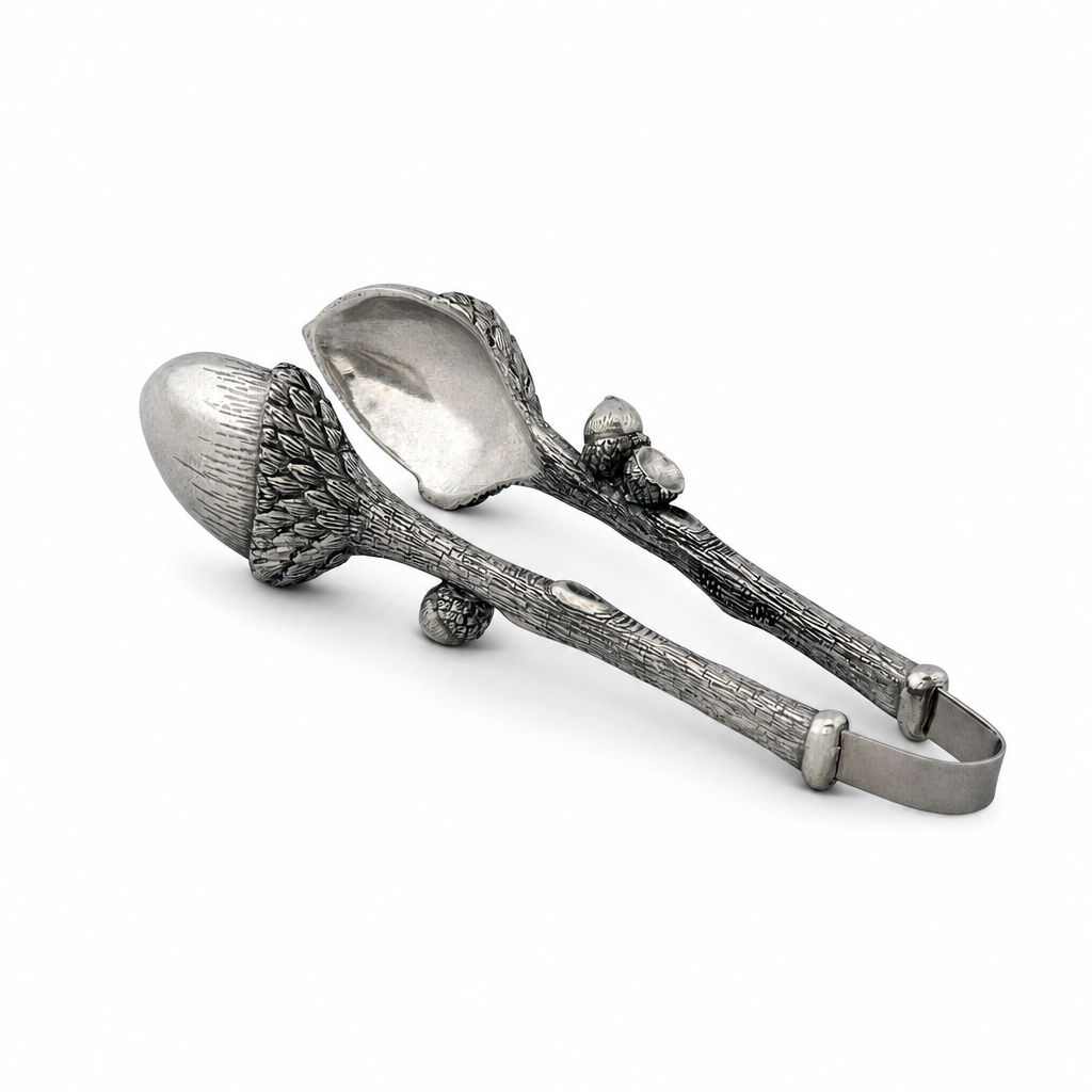 Pewter Acorn Pattern Nut / Sugar Tongs 1