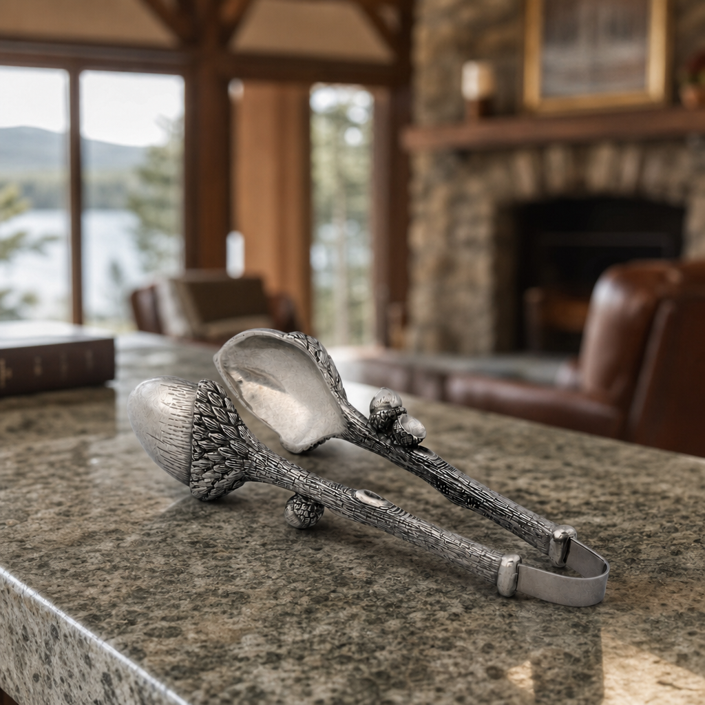 Pewter Acorn Pattern Nut / Sugar Tongs 1