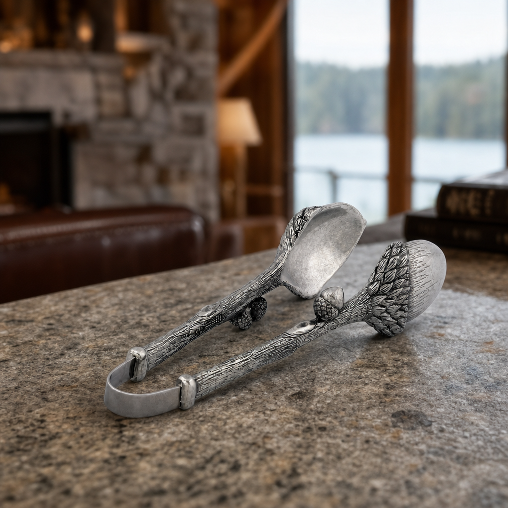 Pewter Acorn Pattern Nut / Sugar Tongs 4