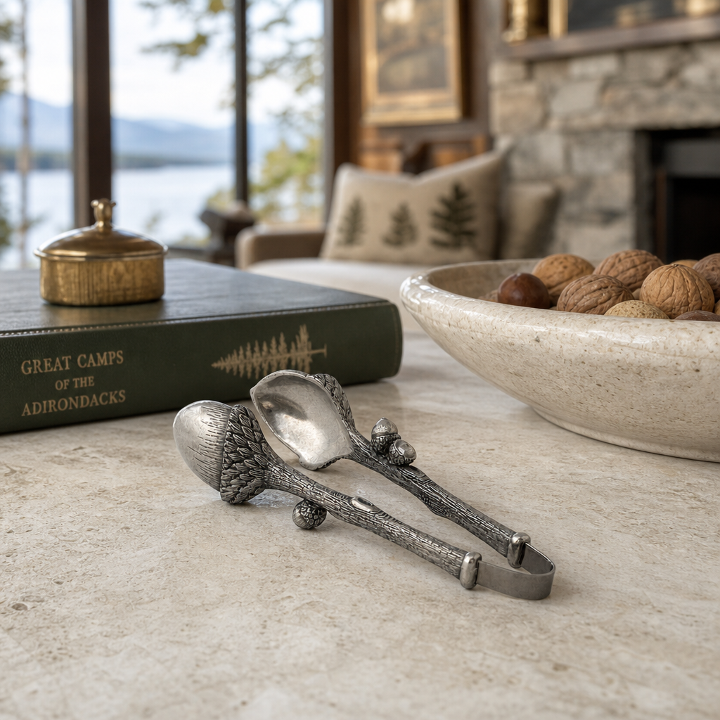 Pewter Acorn Pattern Nut / Sugar Tongs 6