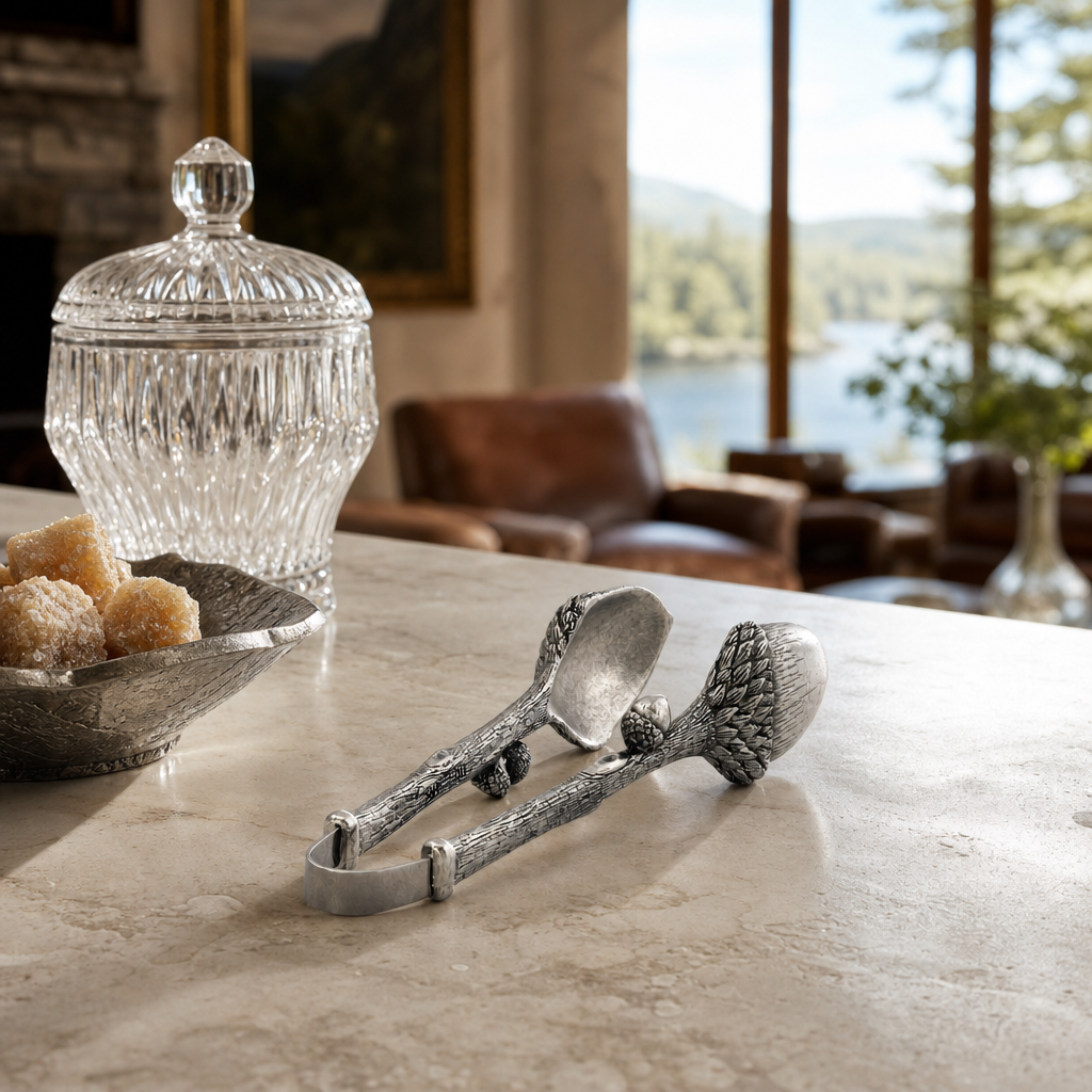 Pewter Acorn Pattern Nut / Sugar Tongs 8