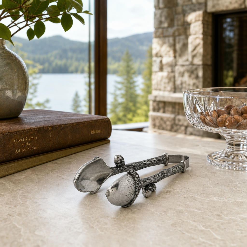 Pewter Acorn Pattern Nut / Sugar Tongs 9