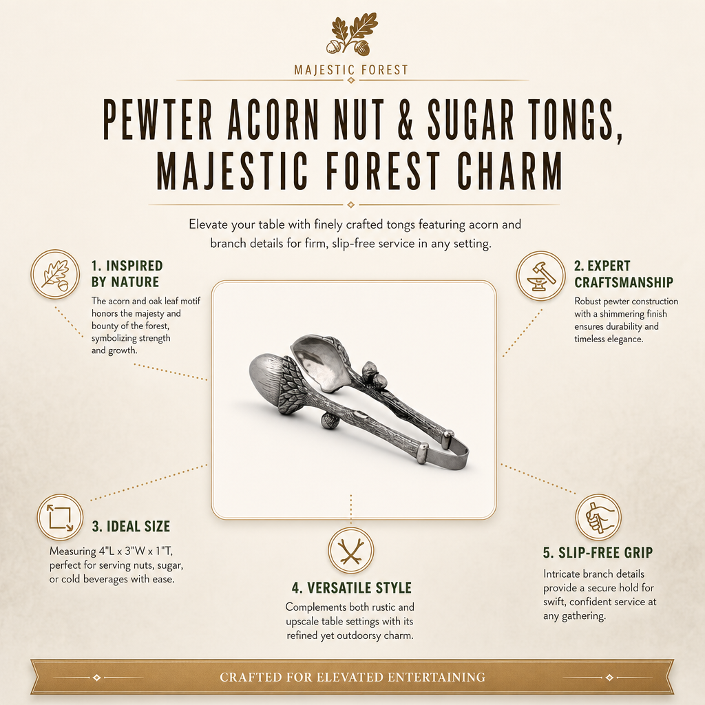 Pewter Acorn Pattern Nut / Sugar Tongs 11