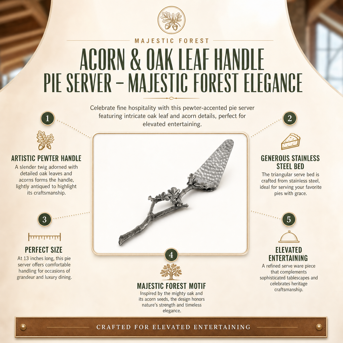 Acorn & Oak Leaf Handle Pie Server 11