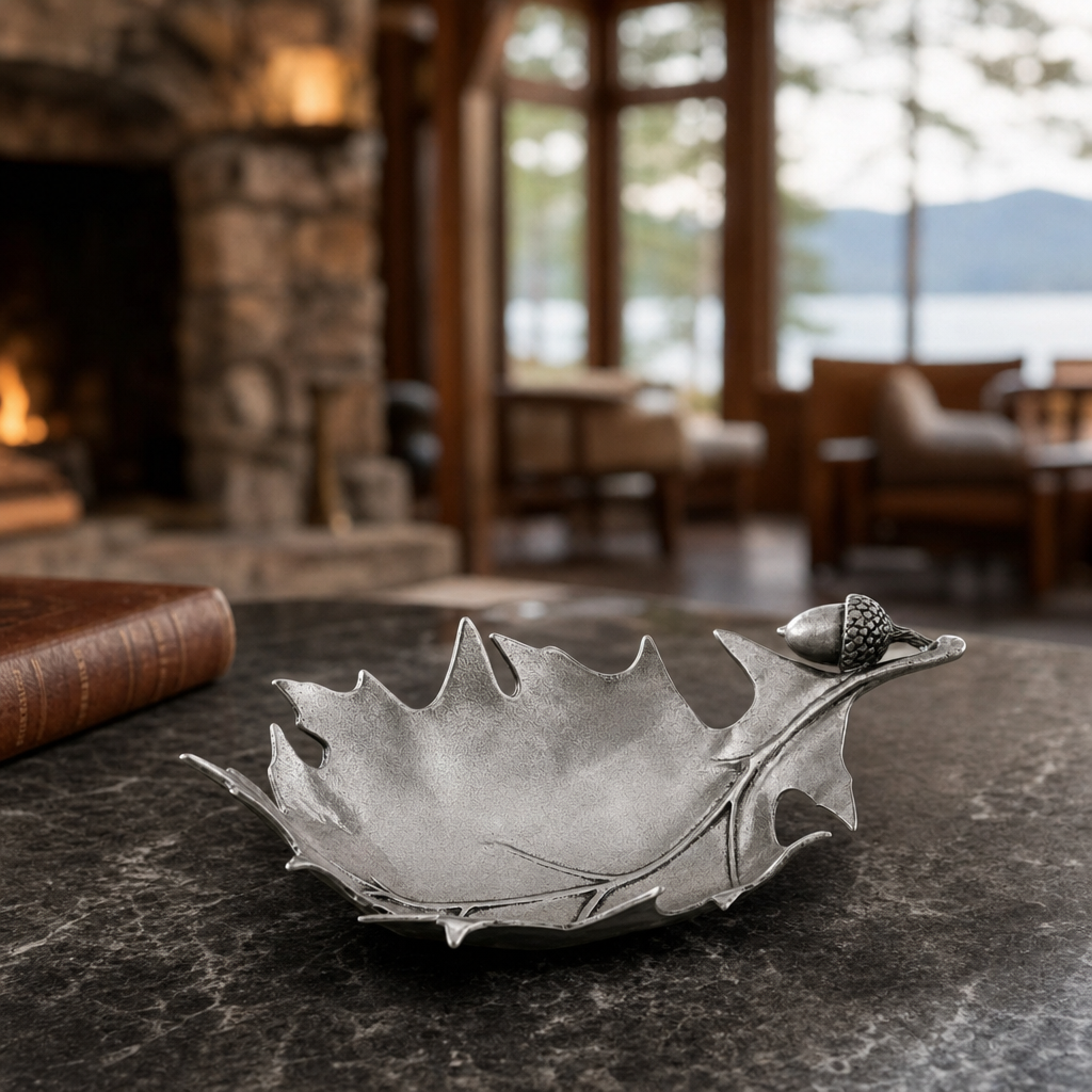 Pewter Forest Leaf Dish 2