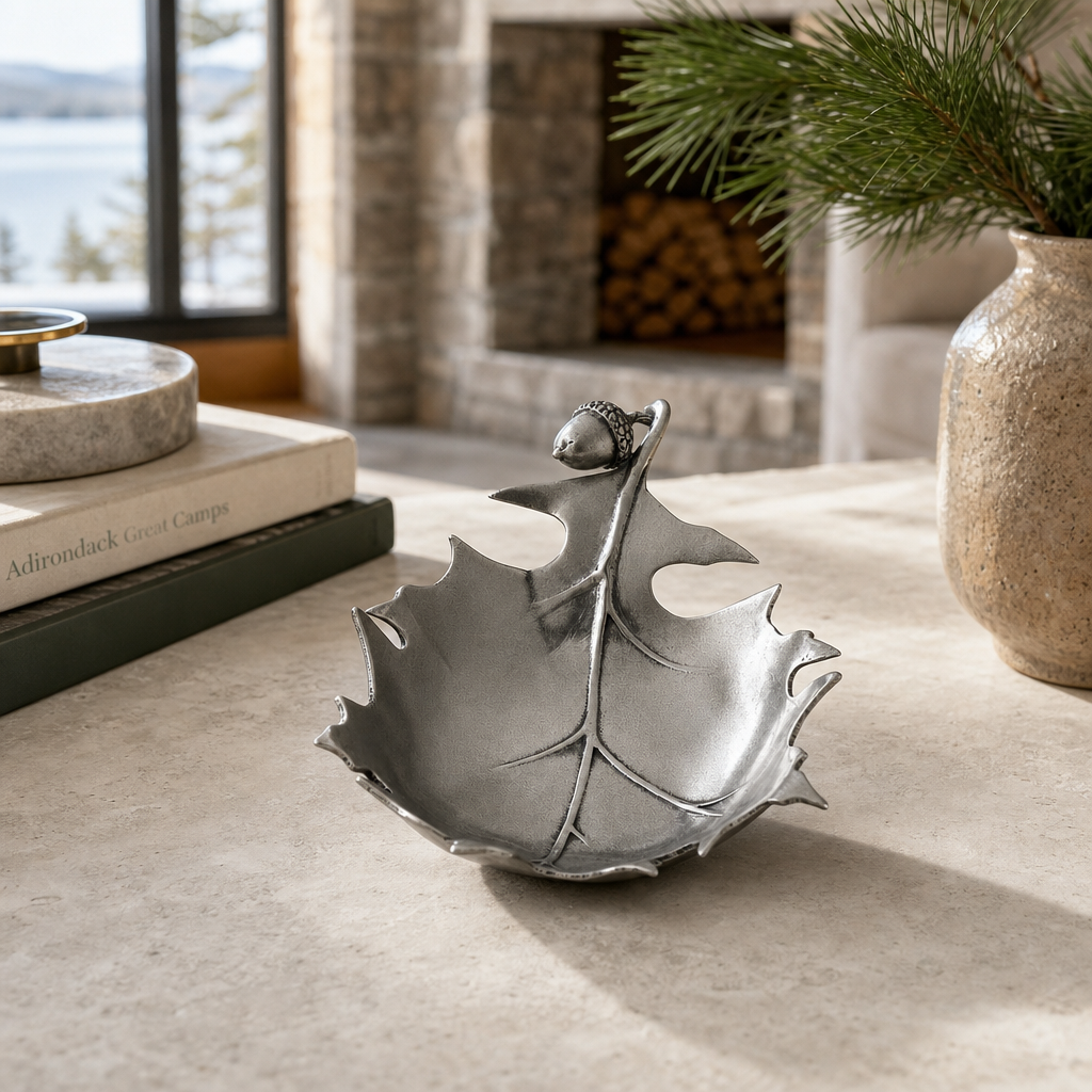 Pewter Forest Leaf Dish 5