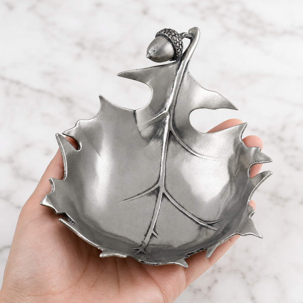 Pewter Forest Leaf Dish 6