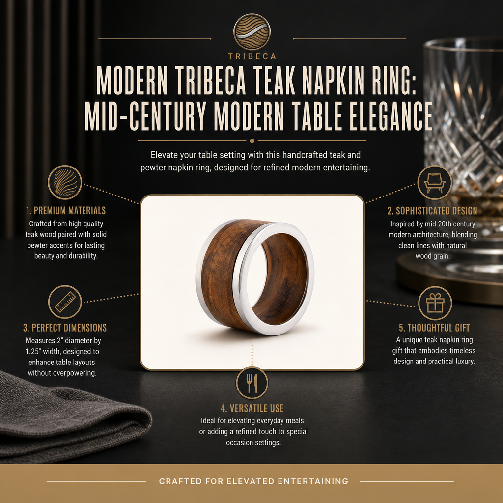 Modern Tribeca Teak Napkin Ring 11