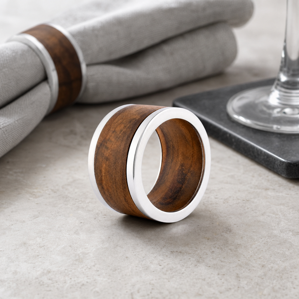 Modern Tribeca Teak Napkin Ring 1