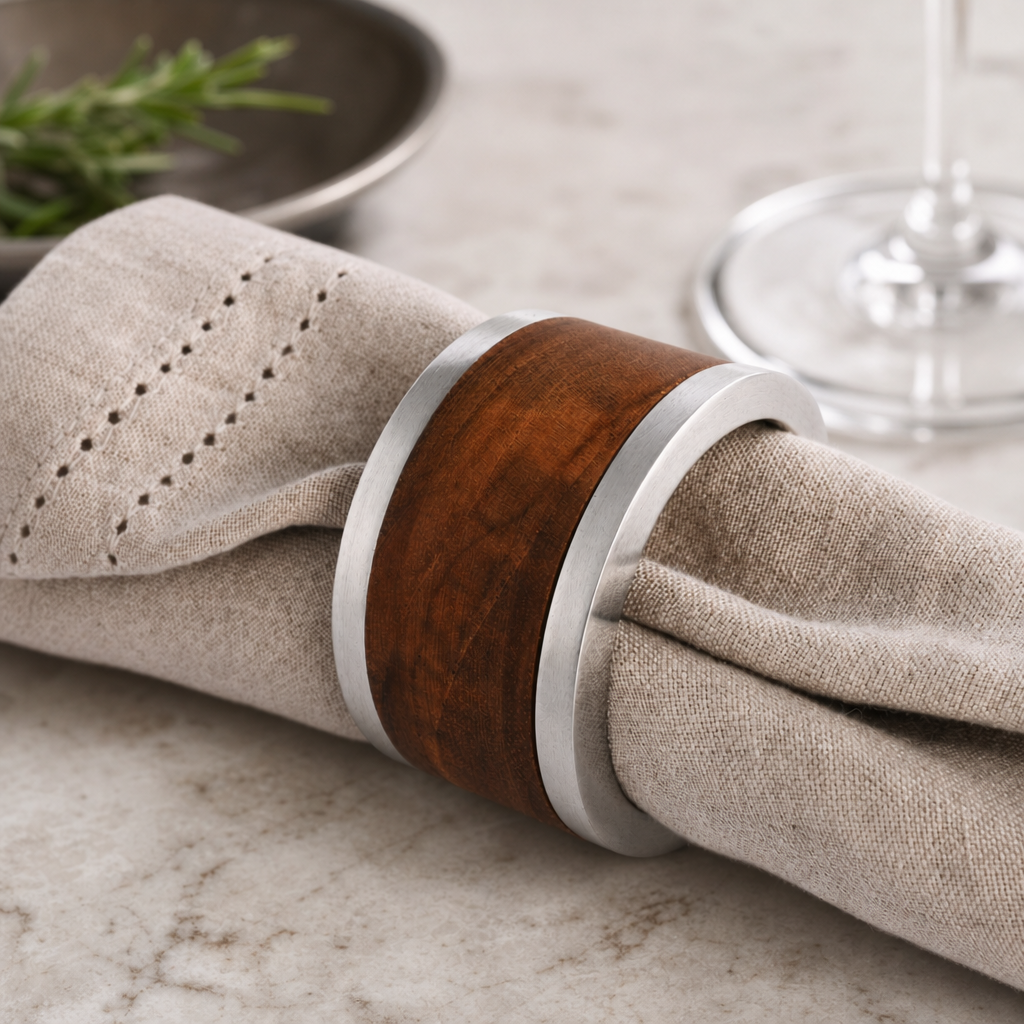 Modern Tribeca Teak Napkin Ring 3