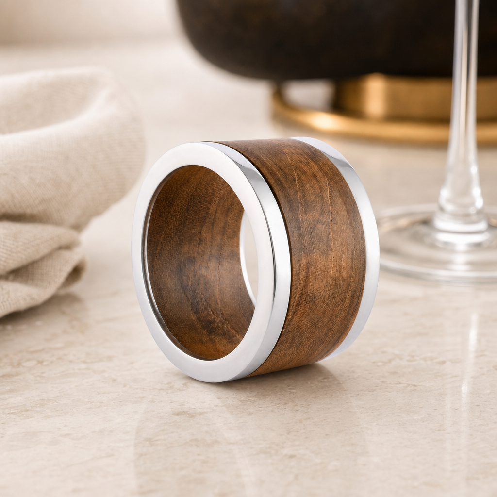 Modern Tribeca Teak Napkin Ring 4