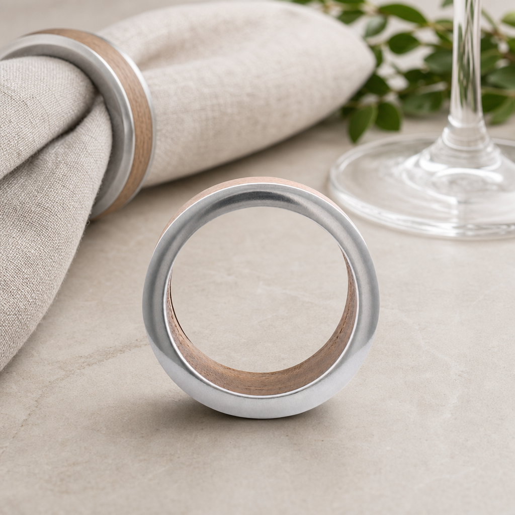 Modern Tribeca Teak Napkin Ring 5