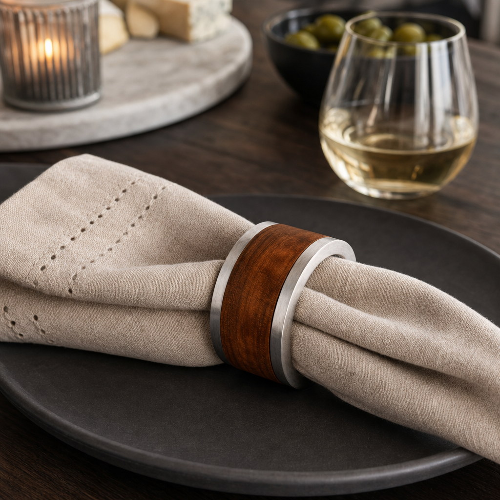 Modern Tribeca Teak Napkin Ring 7