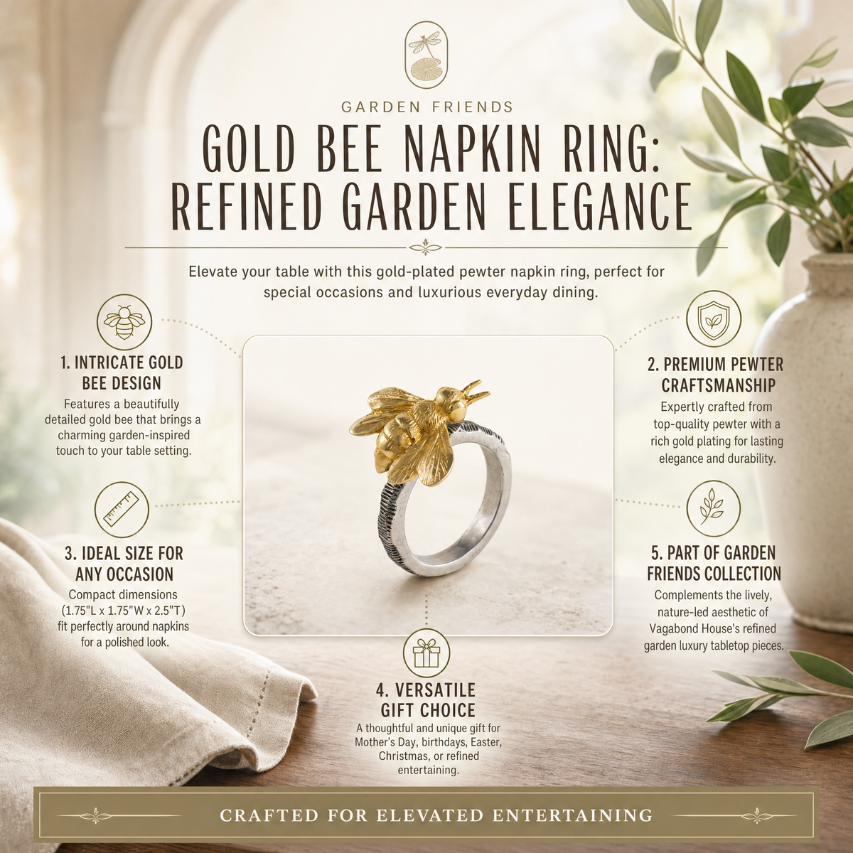 Gold Bee Napkin Ring 11
