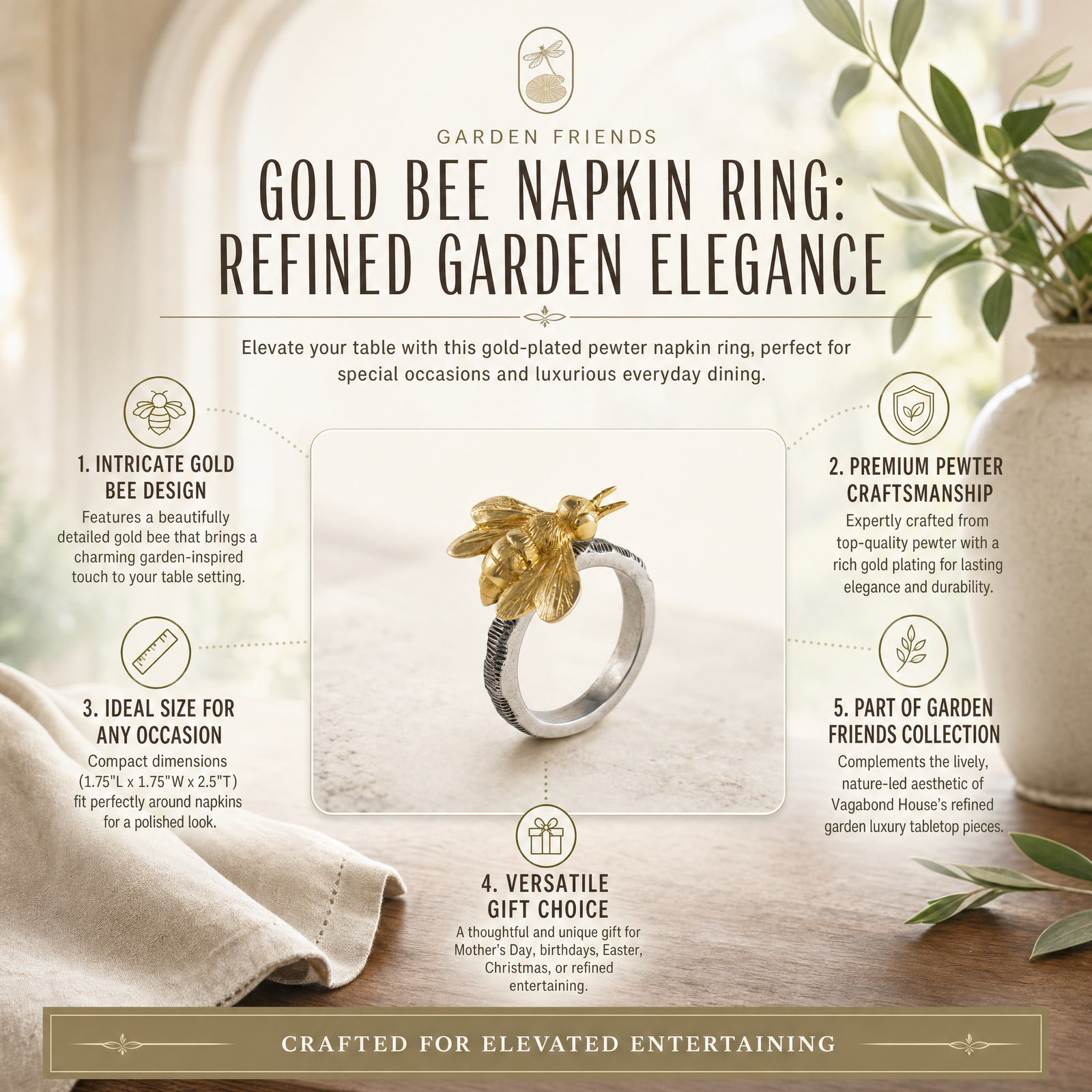 Gold Bee Napkin Ring 11