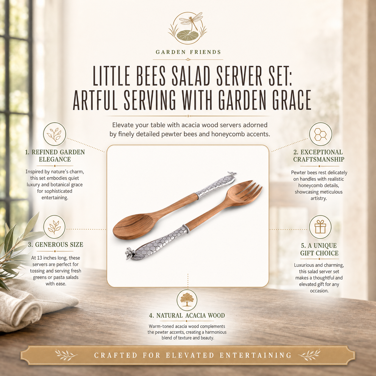 Little Bees Salad Server Set 11