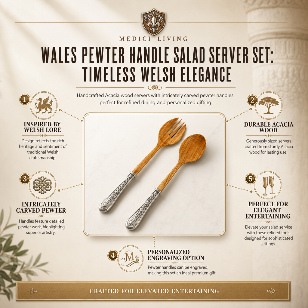 Wales Pewter Handle Salad Server Set 1