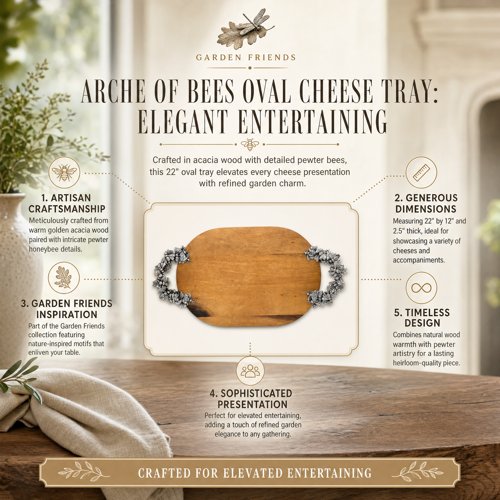 Arche of Bee Oval Cheese Tray 9