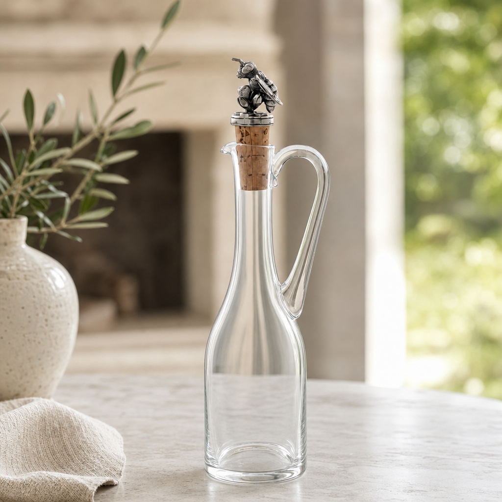 Cruet Bottle with Pewter Bee Cork Stopper 1