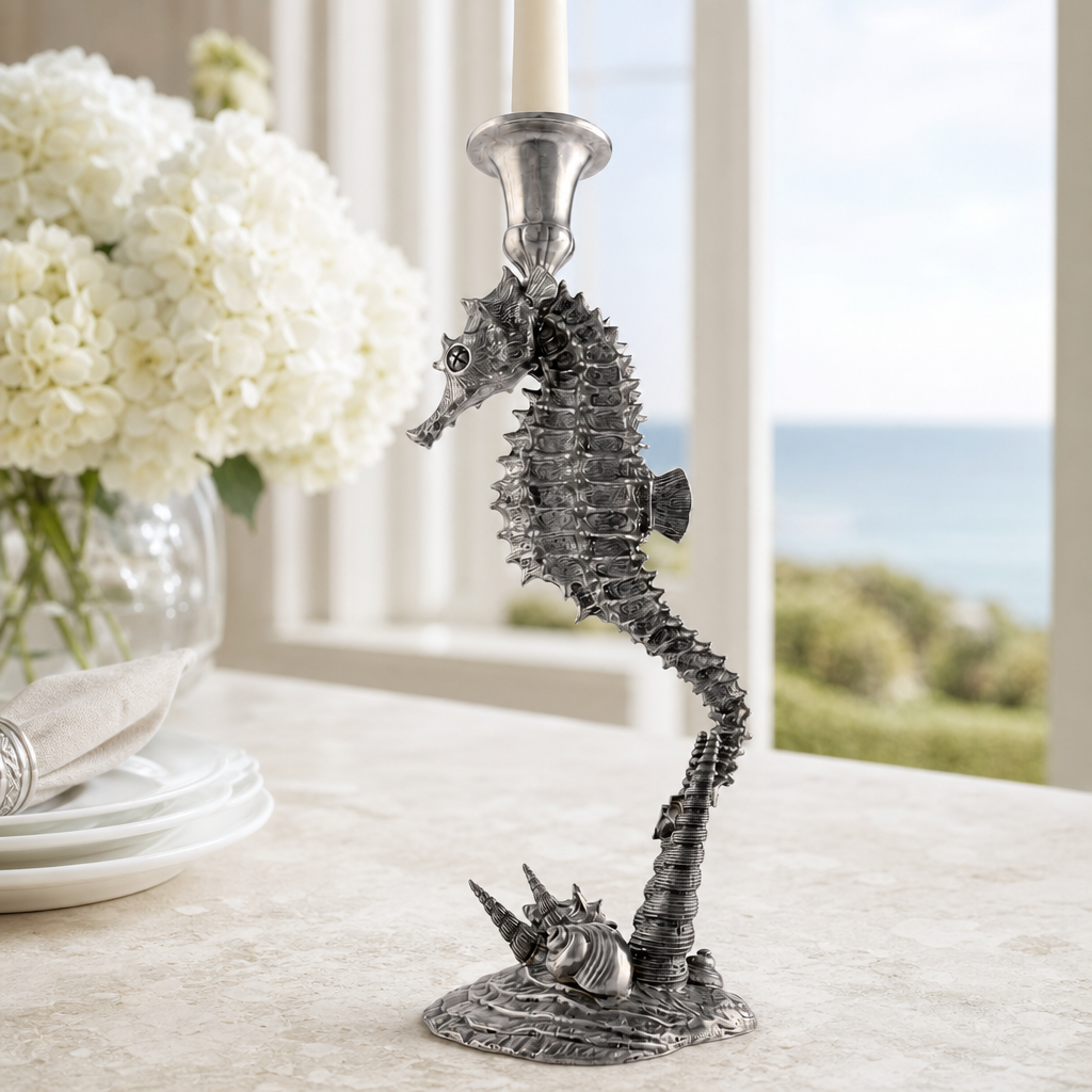 Pewter Seahorse Candlestick 1