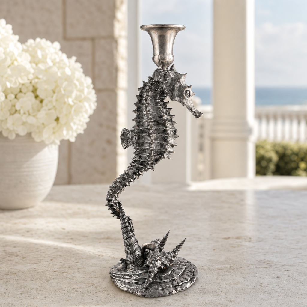 Pewter Seahorse Candlestick 3