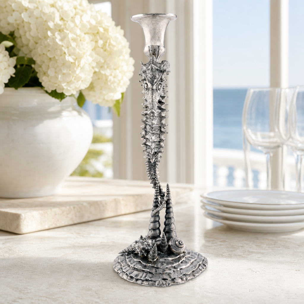 Pewter Seahorse Candlestick 4