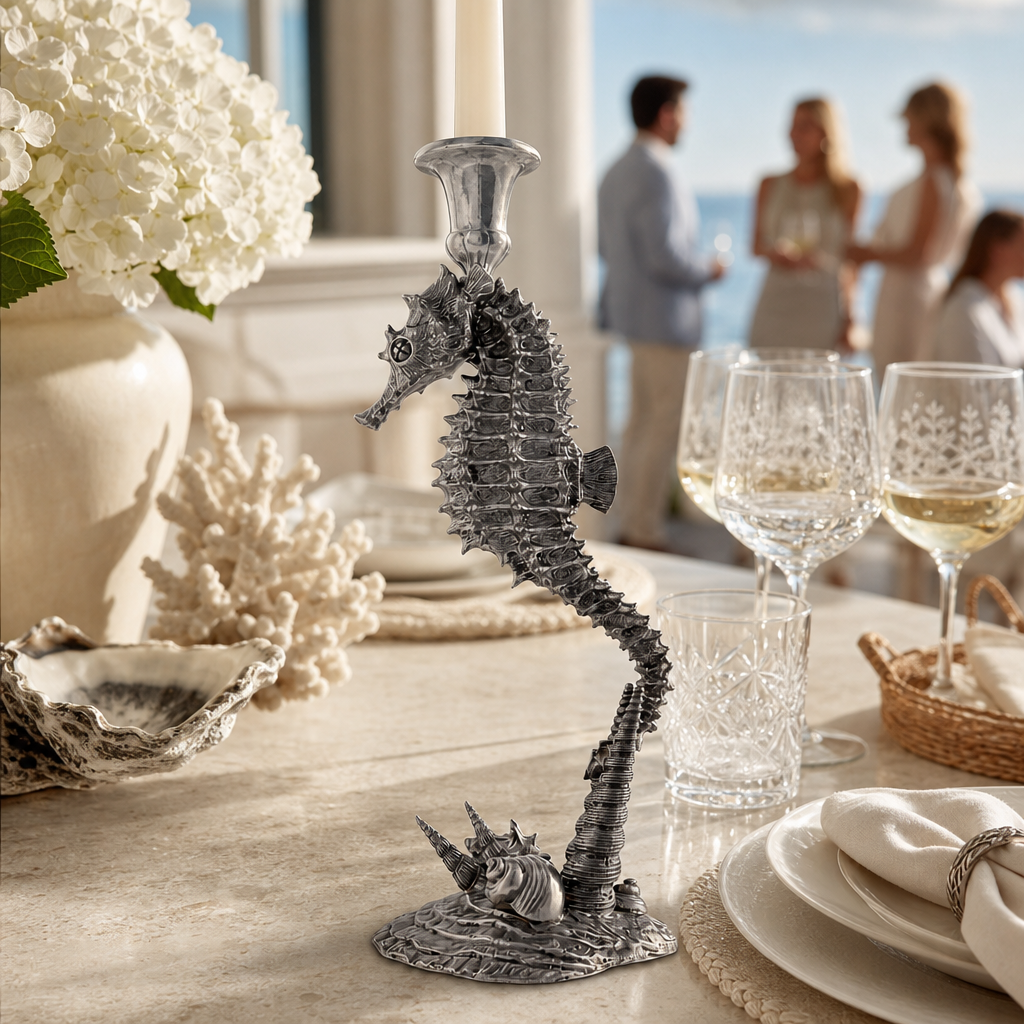 Pewter Seahorse Candlestick 5