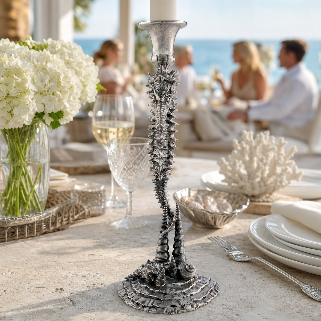 Pewter Seahorse Candlestick 7