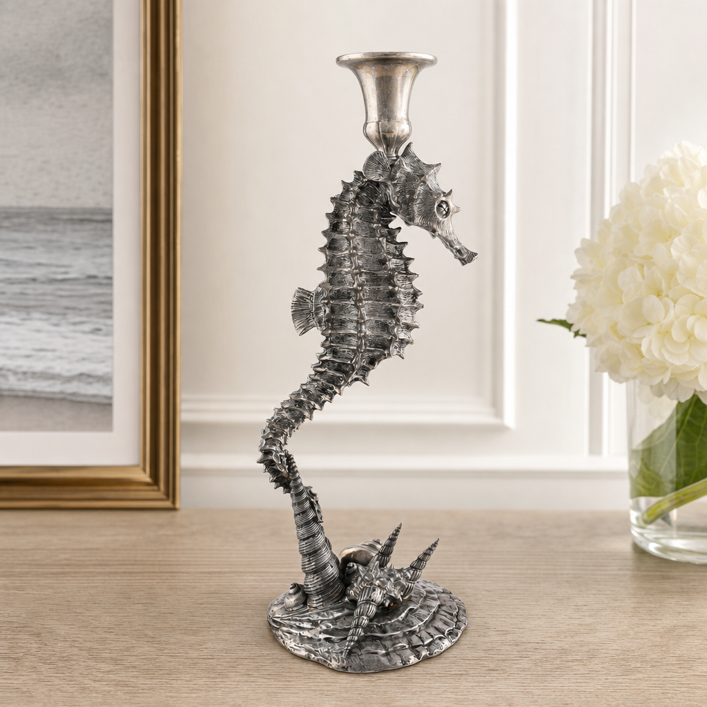 Pewter Seahorse Candlestick 9