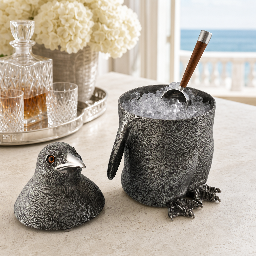 Pewter Penguin Ice Bucket 3