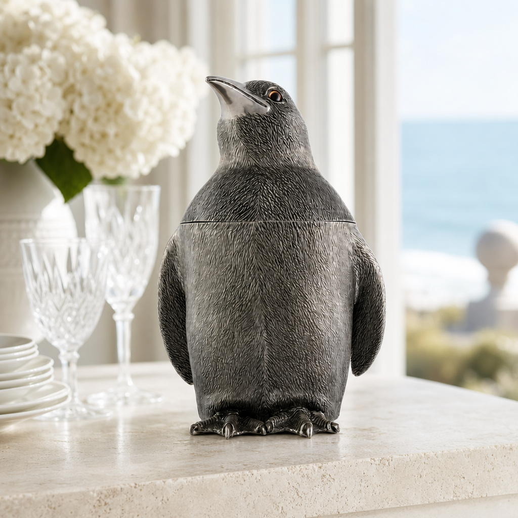 Pewter Penguin Ice Bucket 5