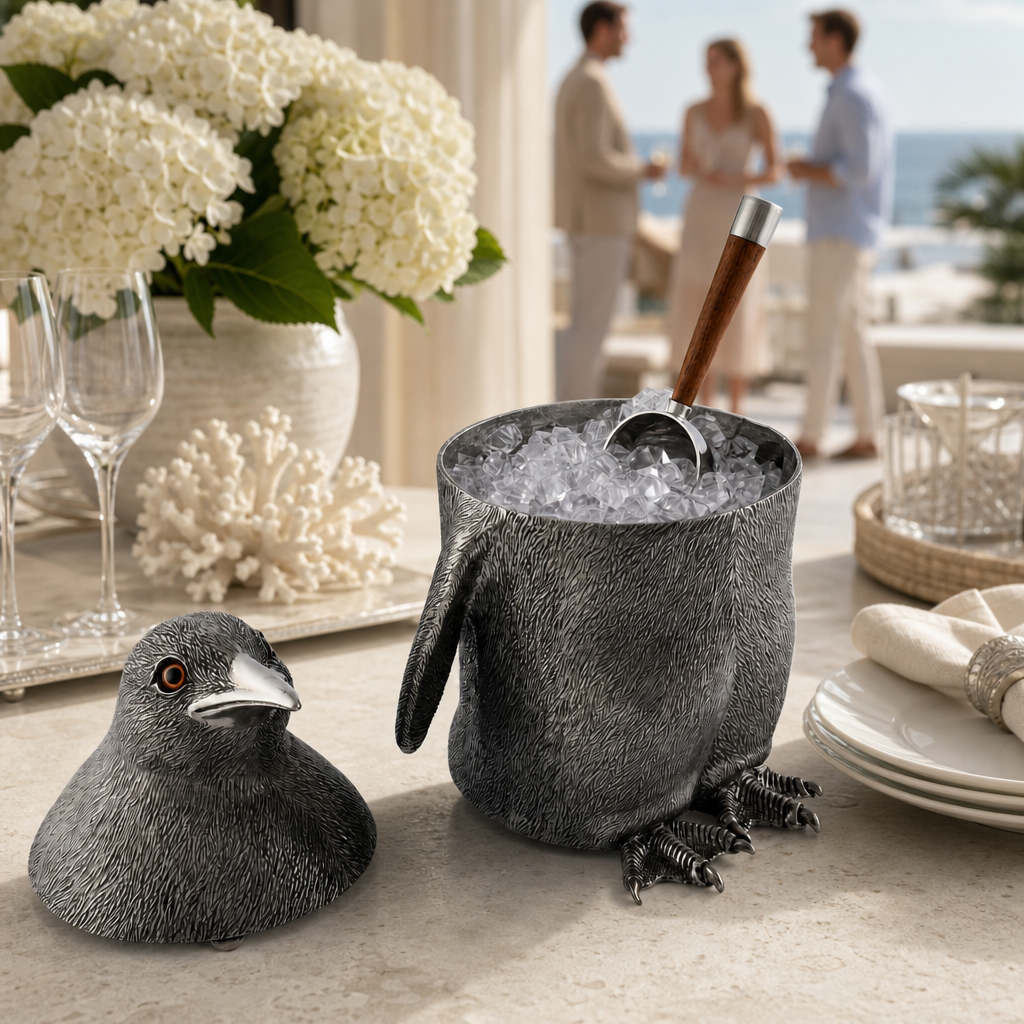 Pewter Penguin Ice Bucket 7