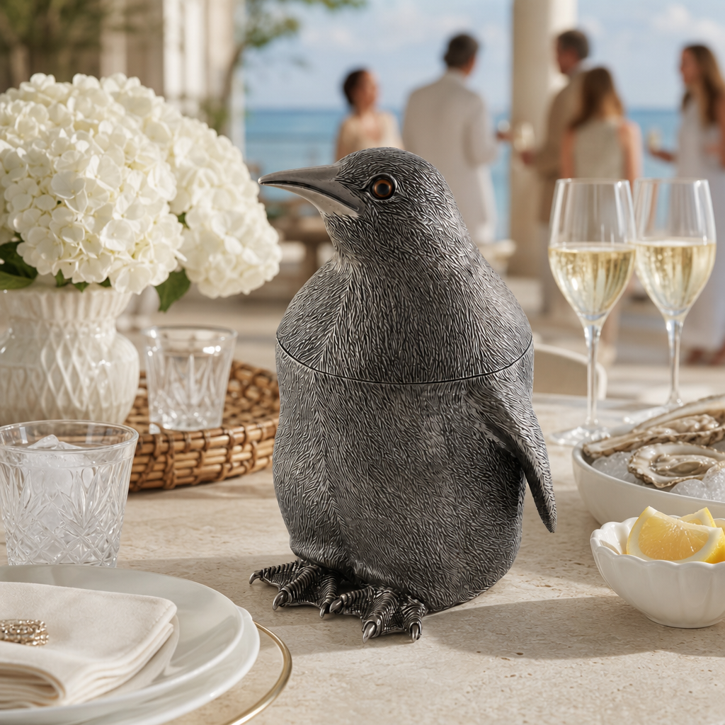 Pewter Penguin Ice Bucket 8