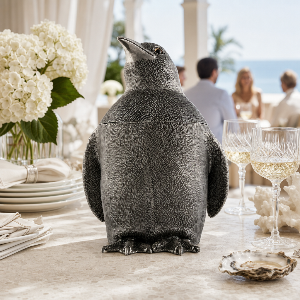 Pewter Penguin Ice Bucket 9