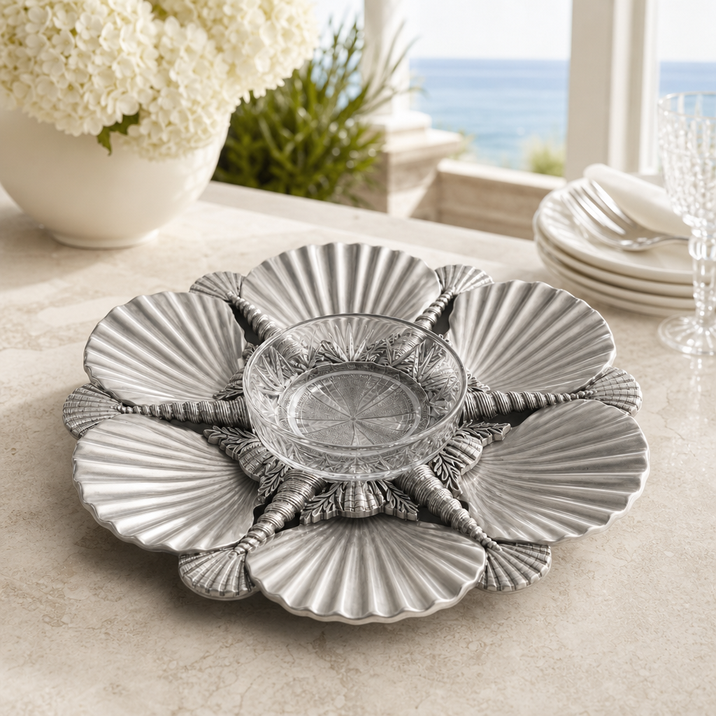 Pewter Marine Life Serving Tray 1