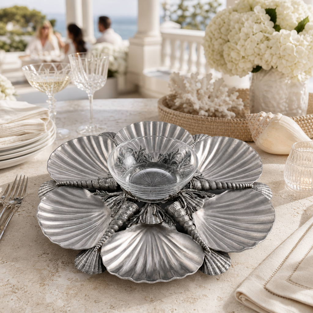 Pewter Marine Life Serving Tray 9