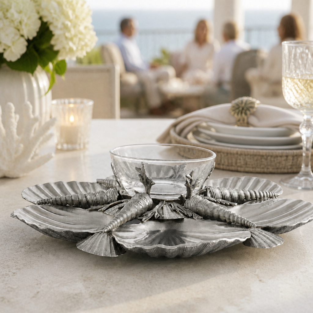 Pewter Marine Life Serving Tray 7