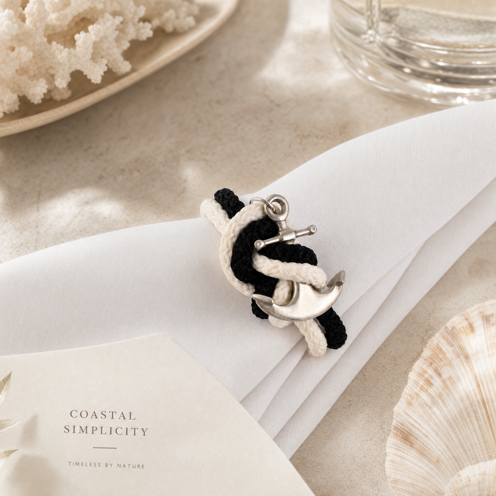 Anchor Rope Napkin Ring: Coastal Elegance in Pewter